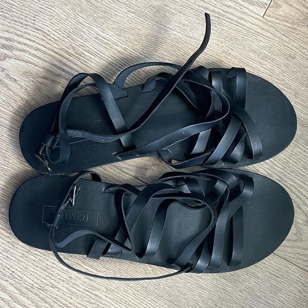 Forever 21 Black Criss Cross Sandals